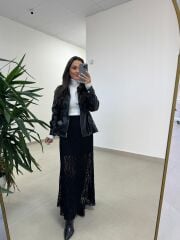 Mz 22757 Dantel Detaylı Siyah Etek