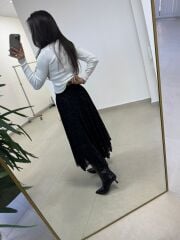 Mz 22757 Dantel Detaylı Siyah Etek