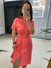 Sg Yavruağzı Belted Shirt Dress