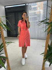 Sg Yavruağzı Belted Shirt Dress