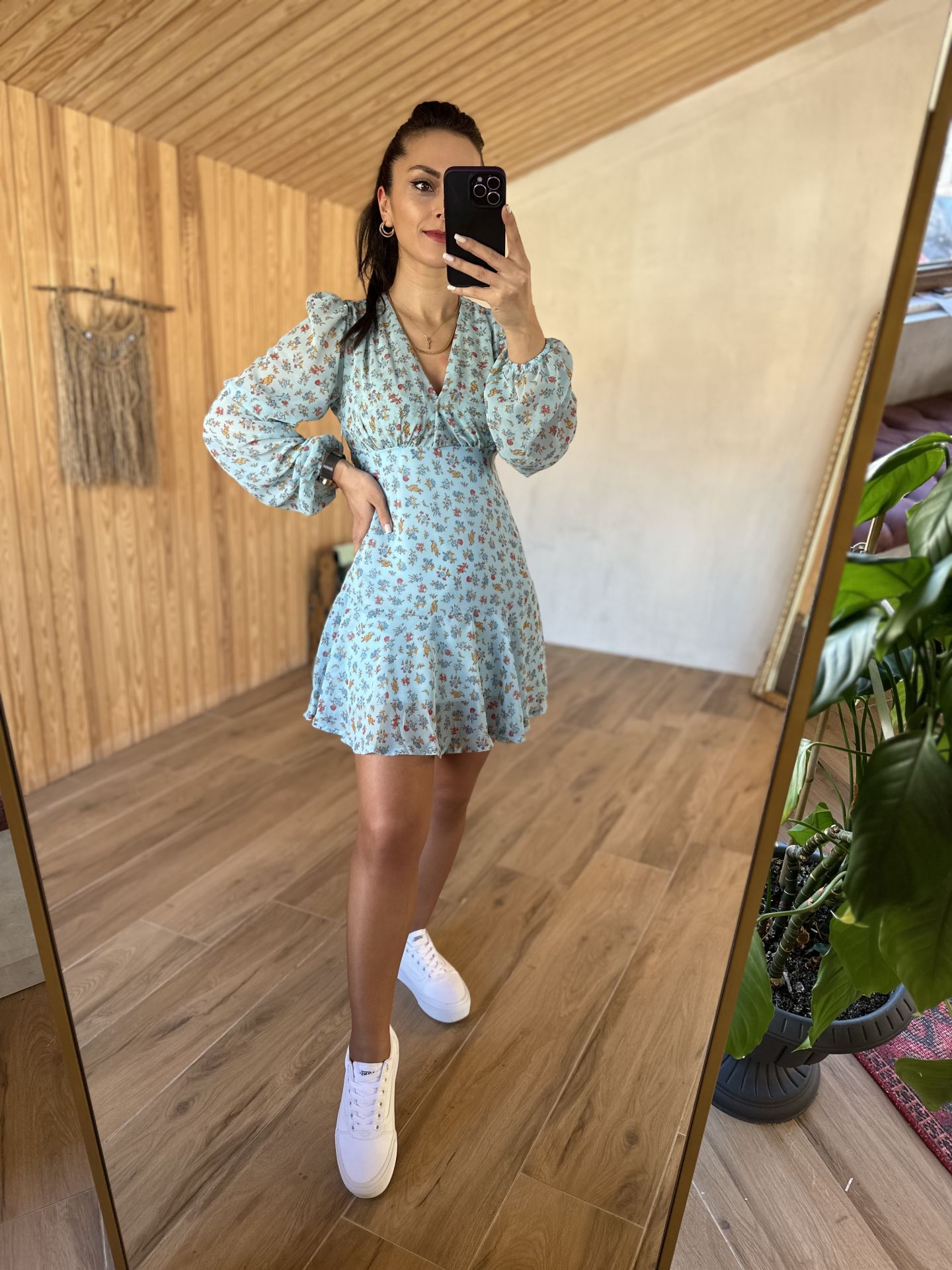 Mavi mini şifon elb