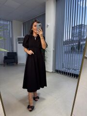 My 3578 Fiyonk Broşlu Bitter Kahve Elbise