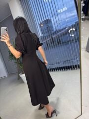 My 3578 Fiyonk Broşlu Bitter Kahve Elbise