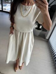 My 3760 Taş Midi Bluzlu Elbise