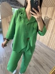 Floş keten yeşil takım