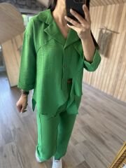 Floş keten yeşil takım