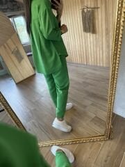 Floş keten yeşil takım