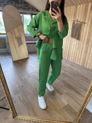 Floş keten yeşil takım