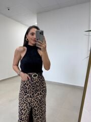 Po 2853 Halter Yaka Yumoş Siyah Bluz