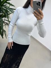 Orj. Marka 2419 Balıkçı Ekru Triko Kazak