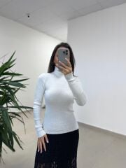 Orj. Marka 2419 Balıkçı Ekru Triko Kazak