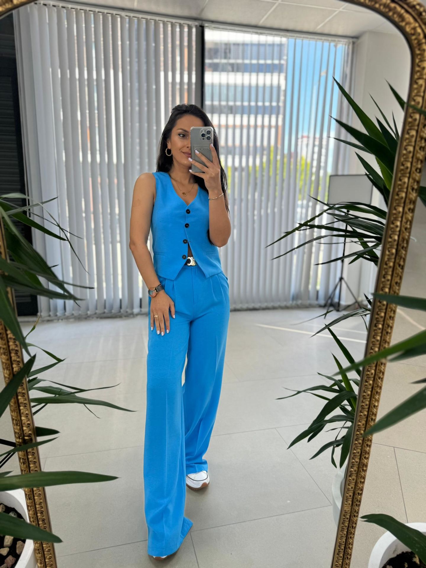 Blaue Palazzo-Hose aus Leinen von Foo