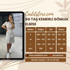 Sg Taş Kemerli Gömlek Elbise