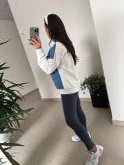 Dr 2501 Beyaz Denim Detaylı Sweat
