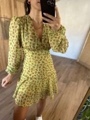 My Yeşil Mini Şifon Elbise