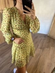 My Yeşil Mini Şifon Elbise