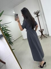 Cr 1005 Antrasit Kısa Kol Gömlek Elbise