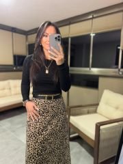 Kahve Leopar Desenli Yumoş Etek