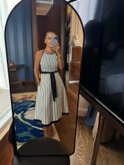 Sv 3061 Askılı Çizgili Elbise