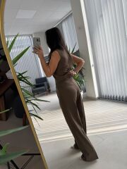 Fw 0375 Haki Gold Düğmeli Yelekli Takım