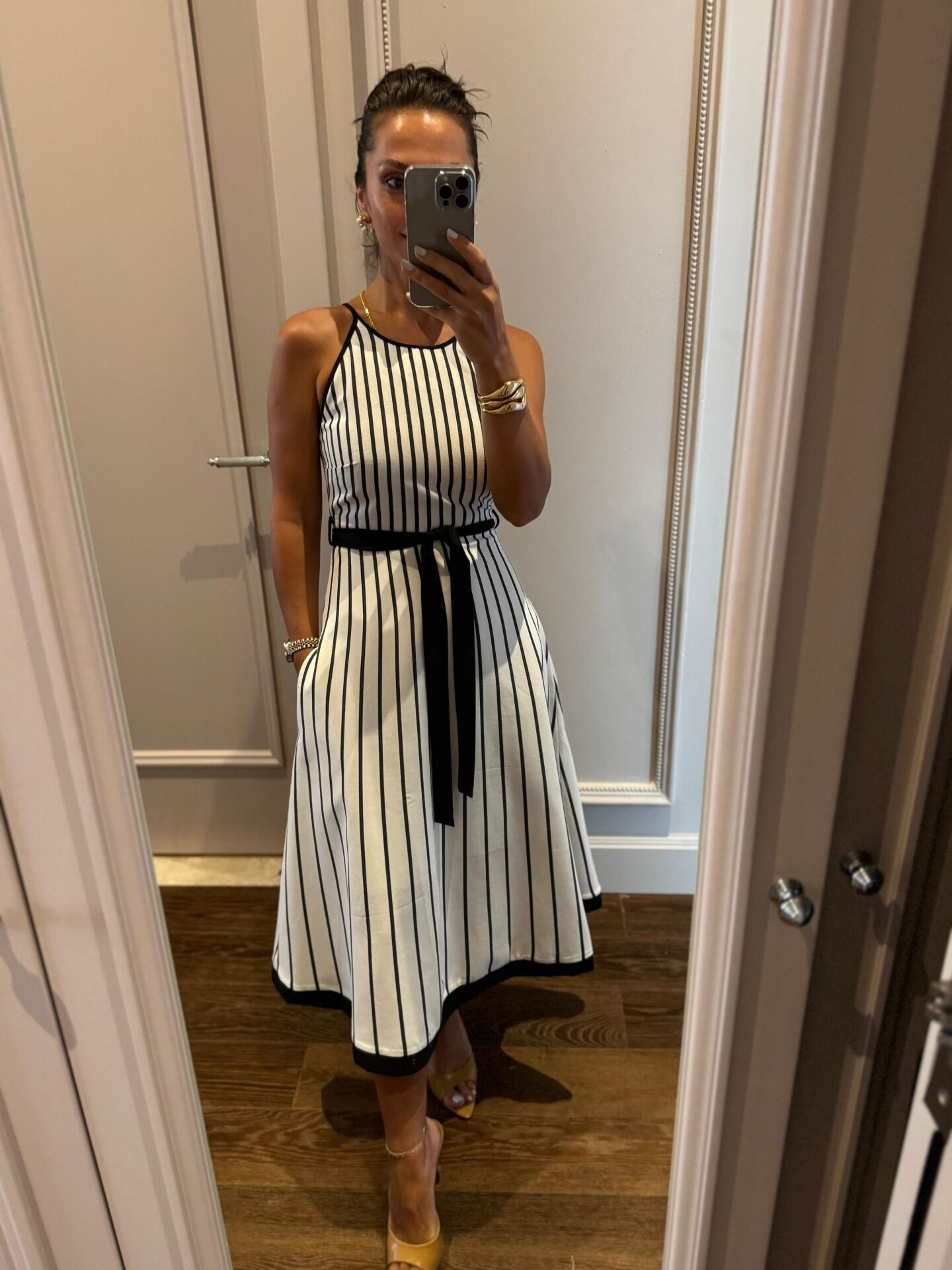 Sv 3061 Askılı Çizgili Elbise