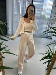 Gk White Waist Detailed Powder Trousers