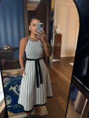 Sv 3061 Askılı Çizgili Elbise