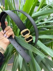 2200 Gold Çift Halka Tokalı Siyah Kemer