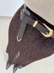 Mz 22757 Dantel Detaylı Kahve Etek