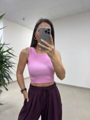 İv 0282 Paça Düğmeli Jakarlı Mürdüm Pantolon