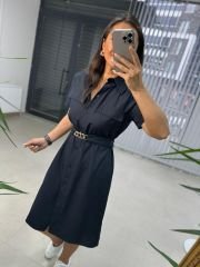 Sg Laci Kemerli Gömlek Elbise
