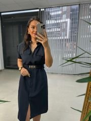 Sg Laci Kemerli Gömlek Elbise
