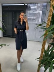 Sg Laci Kemerli Gömlek Elbise