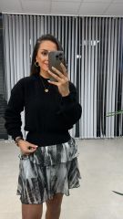 Siyah Bisiklet Yaka Kazak