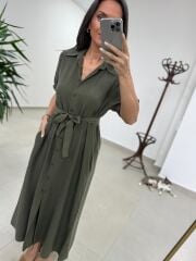 Cr 1005 Haki Kısa Kol Gömlek Elbise