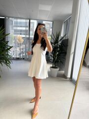 Bb 30075 Ekru Denim Çan Elbise