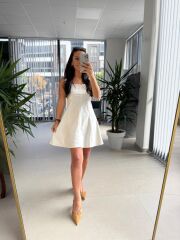 Bb 30075 Ekru Denim Çan Elbise