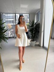 Bb 30075 Ekru Denim Çan Elbise