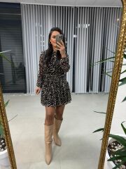 My Zebra Bel Drapeli Şifon Elbise