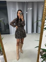 My Zebra Bel Drapeli Şifon Elbise