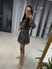 My Zebra Waist Draped Chiffon Dress
