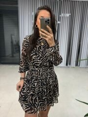 My Zebra Waist Draped Chiffon Dress