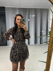 My Zebra Bel Drapeli Şifon Elbise