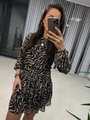 My Zebra Waist Draped Chiffon Dress