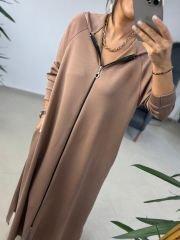 Dr 8137 Vizon Fermuarlı Kapüşonlu Modal Elbise