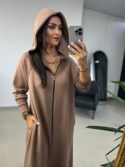 Dr 8137 Vizon Fermuarlı Kapüşonlu Modal Elbise