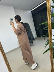 Dr 8137 Vizon Fermuarlı Kapüşonlu Modal Elbise