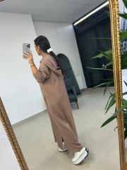 Dr 8137 Vizon Fermuarlı Kapüşonlu Modal Elbise