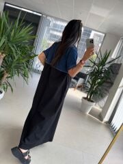 Dr 8254 Tasarım Mavi Denim Detaylı Gömlek Elbise