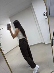 İv 0282 Paça Düğmeli Jakarlı Kahve Pantolon